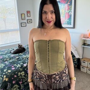Free People Olive Green Strapless Top